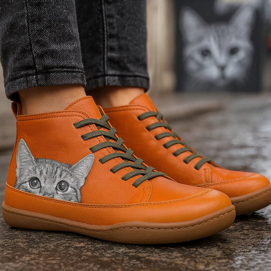 KittyKicks Women's Orthopedic Leather Ankle Boots
